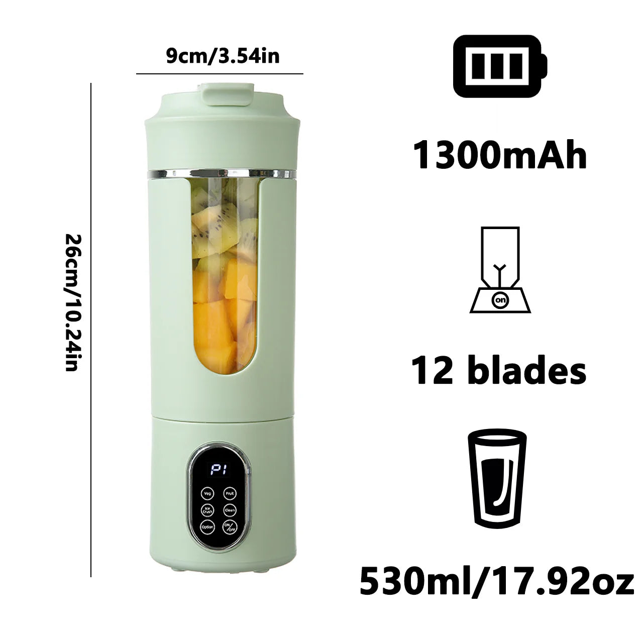 Galynora Portable Blender 530ml | 12 Blades | USB