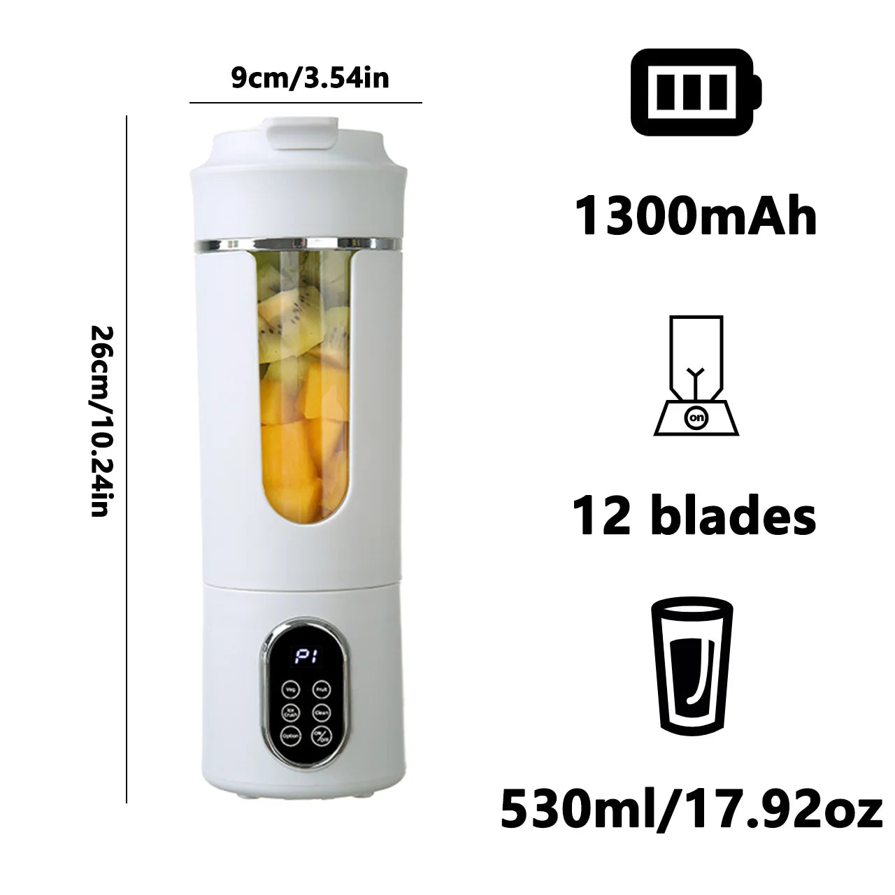 Galynora Portable Blender 530ml | 12 Blades | USB