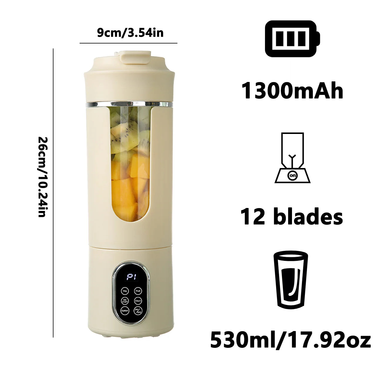 Galynora Portable Blender 530ml | 12 Blades | USB
